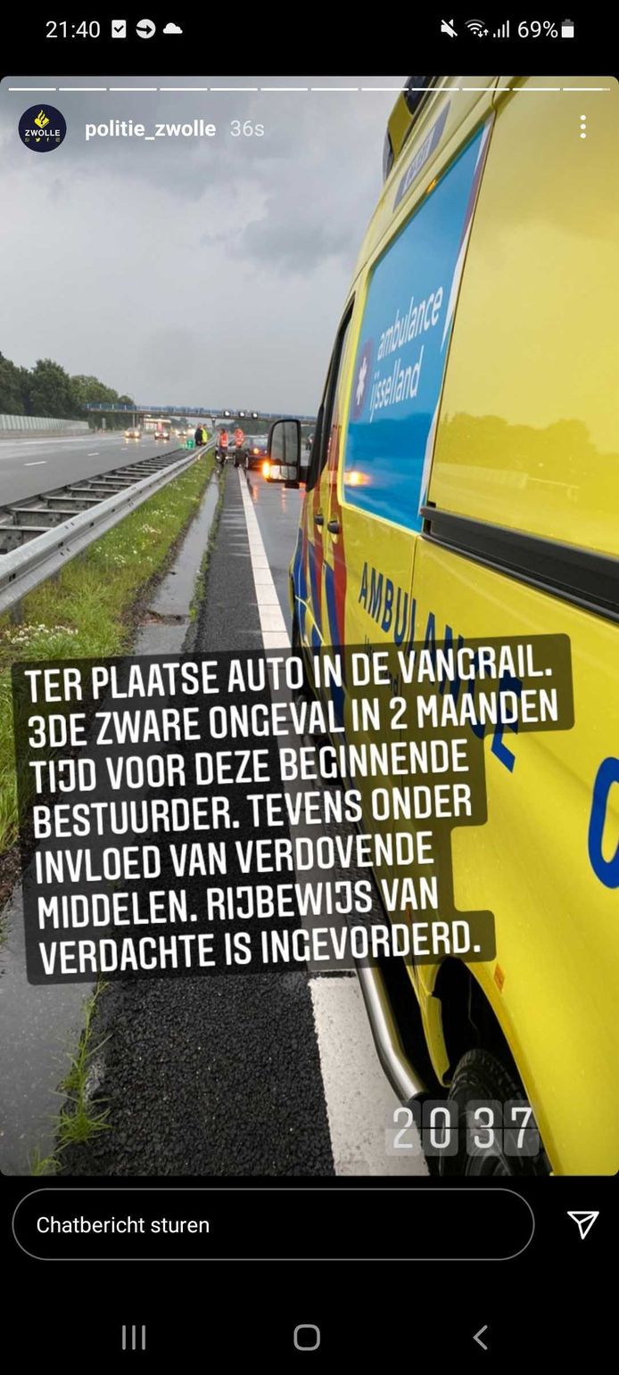 Politie Zwolle deelt ongeluk op Instagram