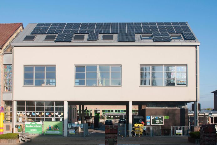 Schepenen en burgemeester  - coöperatieve vennootschap Noordlicht  - 38 zonnepanelen op Kouterschool