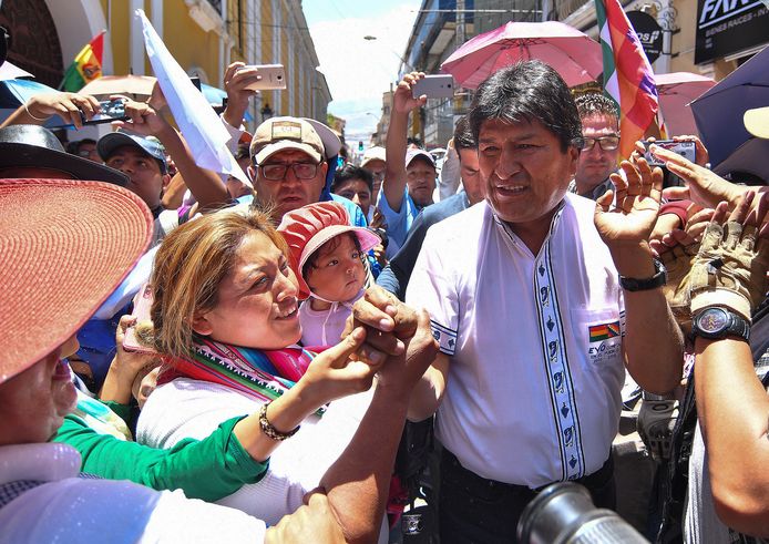 Evo Morales tijdens een verkiezingsrally.
