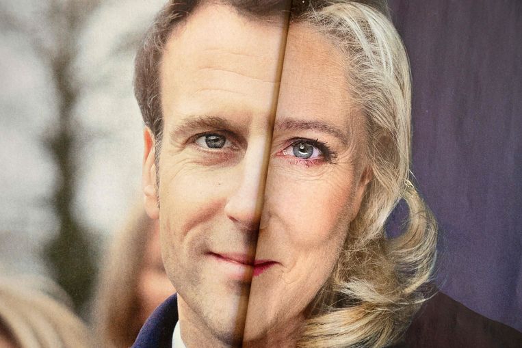 President Emmanuel Macron / Marine Le Pen. Beeld AFP
