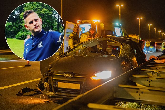 De 20-jarige Djordy (inzet) was één van de inzittenden bij de nachtelijke crash op de A50 bij Apeldoorn.