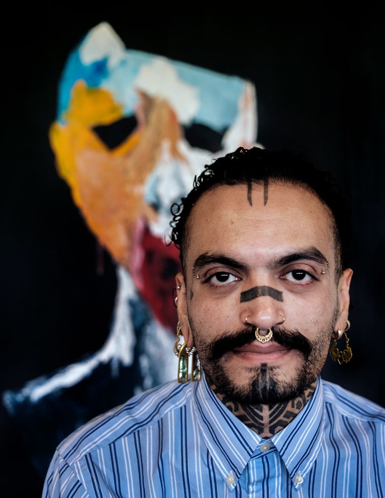 Kunstenaar Ahmad Mallah. Studeerde in 2020 af in Fine Art aan St. Joost in Breda. Beeld Patrick Post