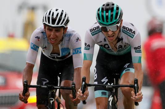 Buchmann (rechts) eindigde vorig jaar als vierde in de Ronde van Frankrijk 