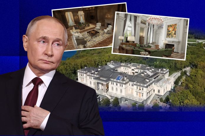 Vladimir Poutine et l'intérieur rénové de son palais secret au bord de la mer Noire.