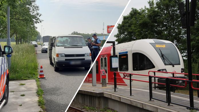 Grenscontrole op de A12 bij Beek, archieffoto ter illustratie. Arriva wil volgende week treinen en bussen zoveel mogelijk laten rijden.