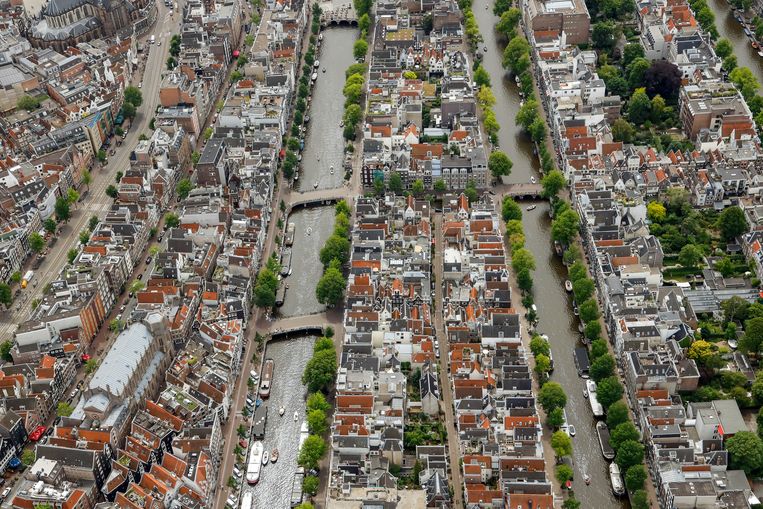Luchtfoto van het centrum van Amsterdam. Beeld ANP