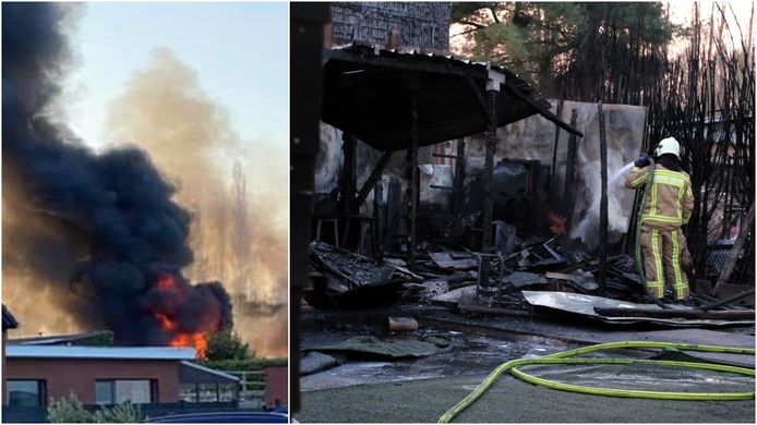 Het vuur verspreidde zich razendsnel. Bij aankomst van de brandweer ging het om een uitslaande brand. De ravage is bijzonder groot.