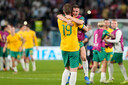 Australië viert feest na het bereiken van de achtste finale op het WK in Qatar.