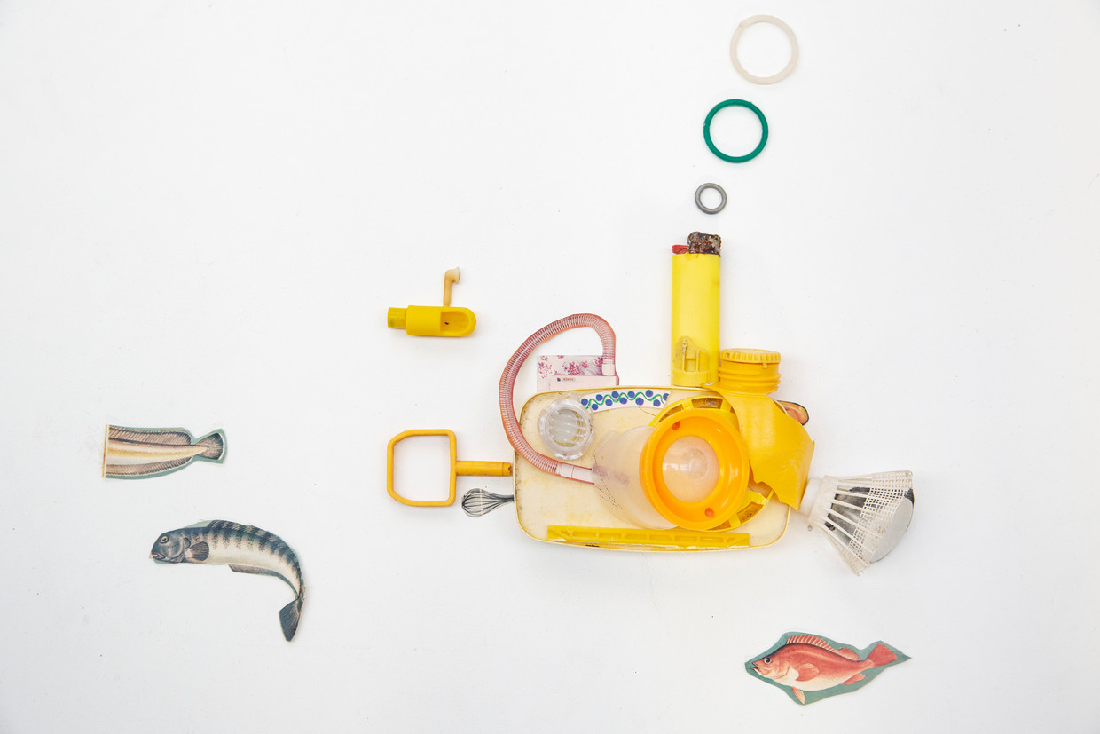 ‘The yellow-orange submarine with her yellow sub-submarine’  Beeld Maikel Samuels