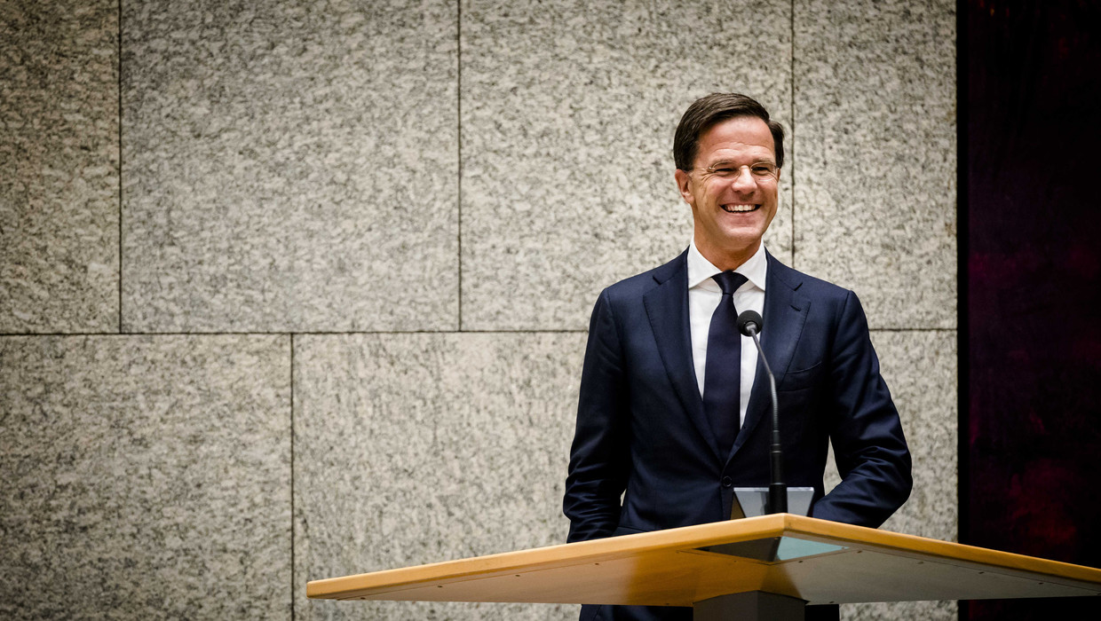 VVD-leider Rutte tijdens het debat over de formatie. Beeld anp