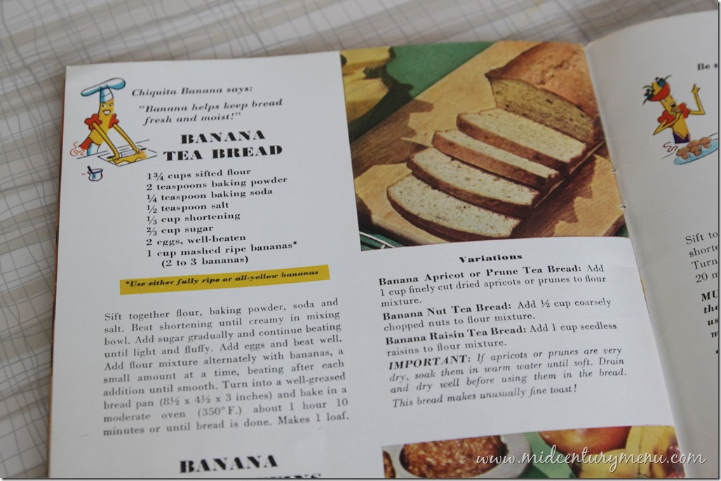 Recept voor bananenbrood uit 1947