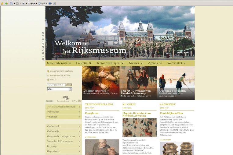 De site van het Rijksmuseum Beeld 