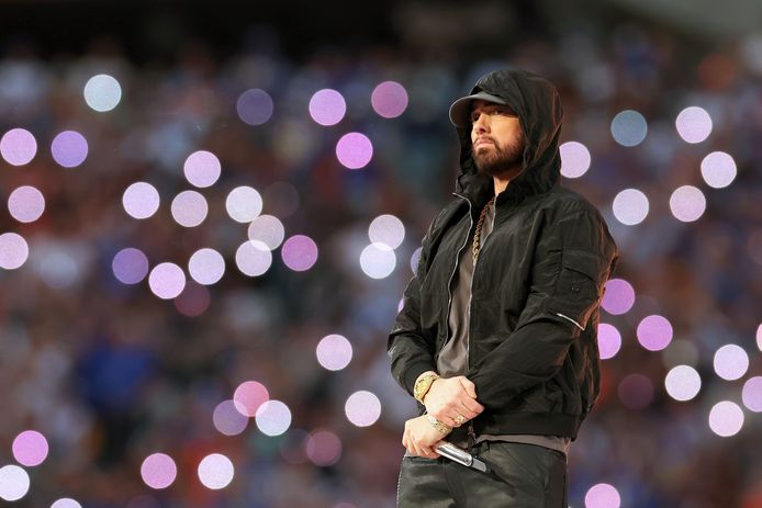 Eminem tijdens de halftime-show van de Superbowl.