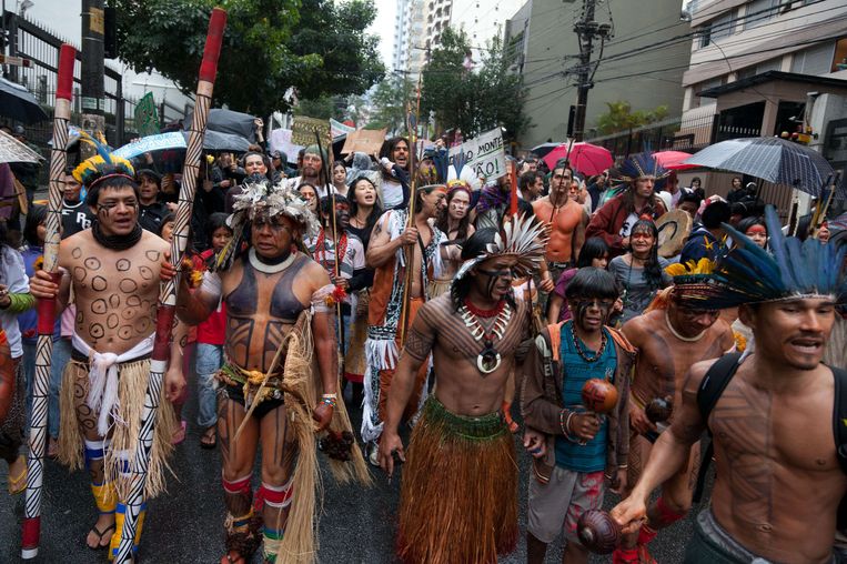 Protestactie tegen het waterbeleid in Sao Paulo Beeld afp
