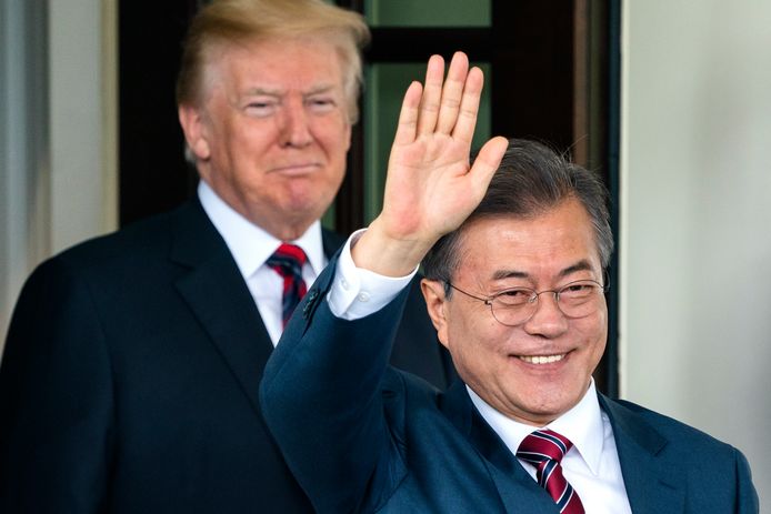 De Amerikaanse president Donald Trump en de president van Zuid-Korea Moon Jae-in