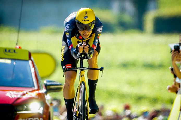 Van Aert won dit jaar op de voorlaatste dag van de Tour een individuele tijdrit.