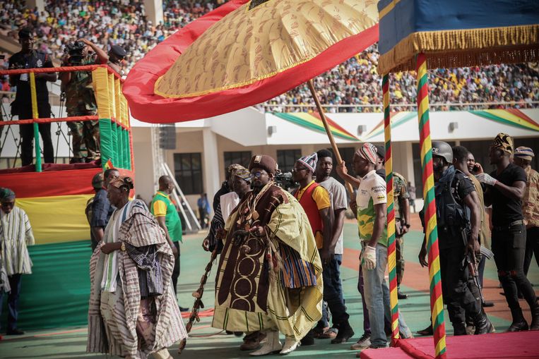 Tribale leiders tijdens de onafhankelijkheidsdag in Ghana. Beeld EPA