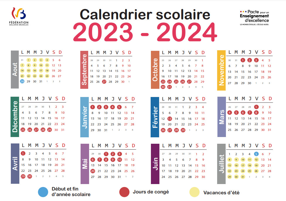 Calendrier scolaire 2023-2024: découvrez les dates clés des congés de vos  enfants, Belgique