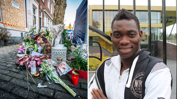 Bloemen voor de slachtoffers van de dodelijke brand in Arnhem (links) en Christian Atsu op het trainingscomplex van Vitesse op Papendal, hier op archiefbeeld.