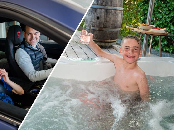 Sen (8) lag bijna 100 dagen in ziekenhuis, nu leeft hij één dag als een filmster met Lamborghini en jacuzzi