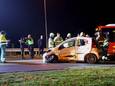 Wrak bij de A59 bij Rosmalen op 4 november 2021. Een een 59-jarige vrouw uit Berghem overleed ter plaatse.