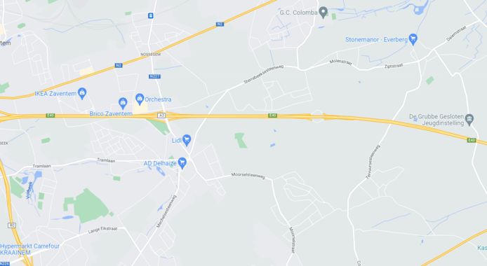 Google Maps. E40 in Everberg, Kortenberg.