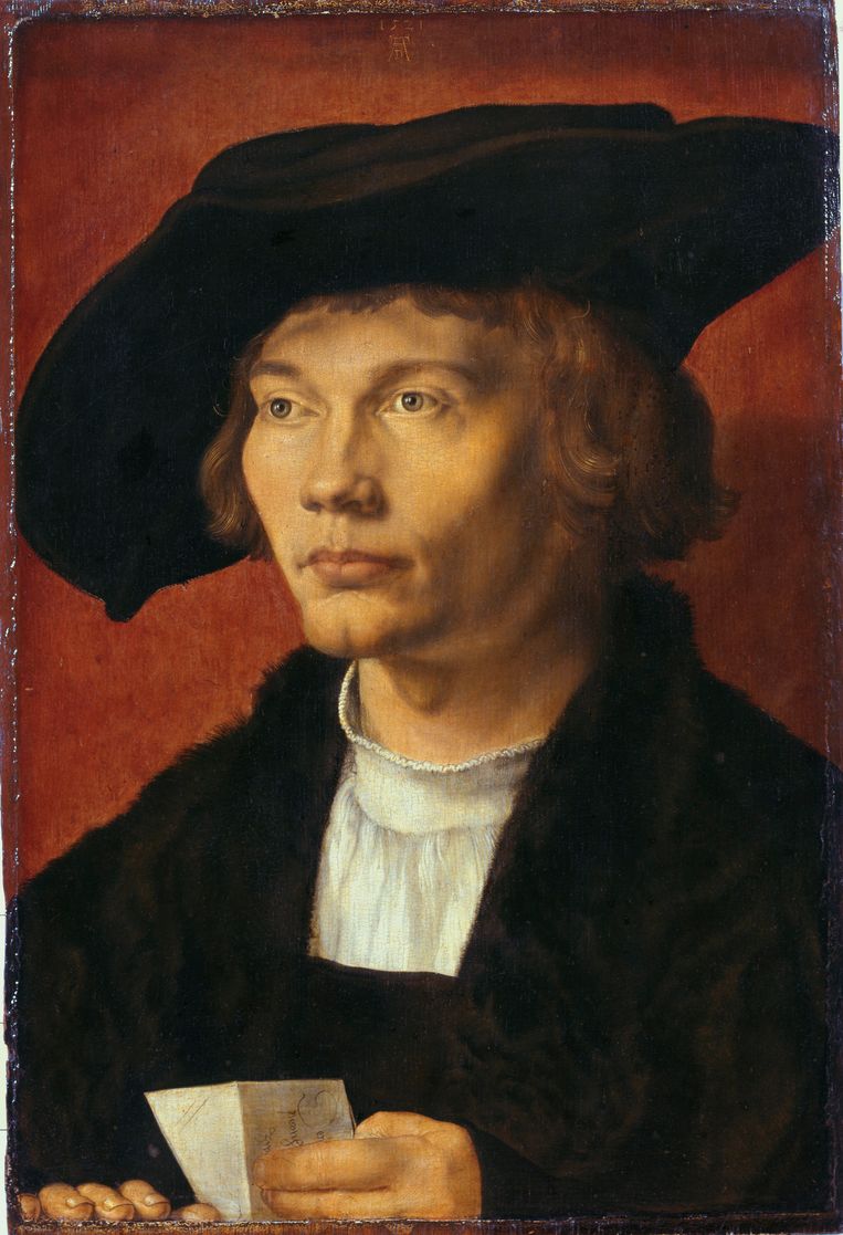 Portret van Bernhard von Reesen, koopman in Antwerpen, 1521 Beeld  Staatliche Kunstsammlungen Dresden