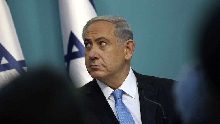 Premier Netanyahu tijdens een persconferentie op 27 augustus 2014. Beeld afp