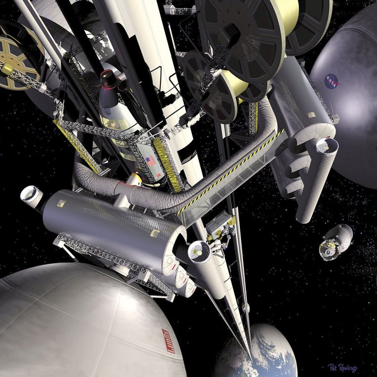 Concept ontwerp van een NASA ruimtelift. Foto ter illustratie. Beeld ANP