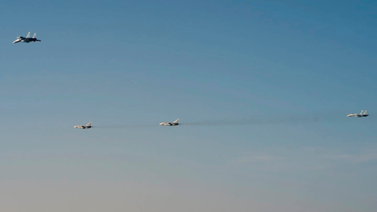 Photo from March 2: Two of the four Russian warplanes that violated Swedish airspace had nuclear weapons on board.  AP . image