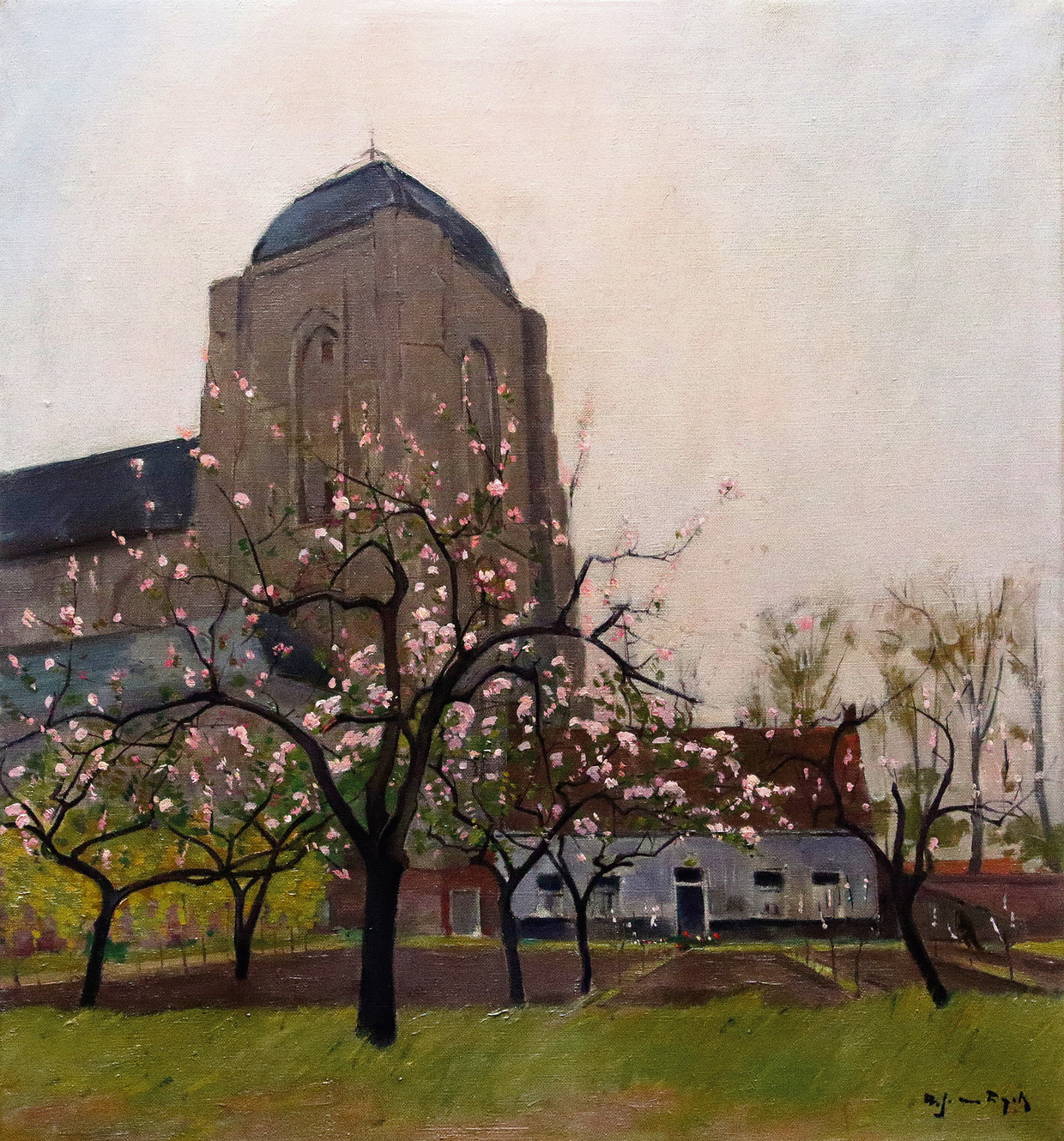 De Grote Kerk van Veere, geschilderd door de Vlaming Alfons van Dijck (1894-1979) die in 1919 naar Veere kwam en er nooit nooit meer wegging. 