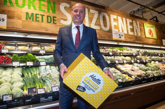 Jumbo-CEO Frits van Eerd tijdens de opening van de eerste Jumbo supermarkt in België.