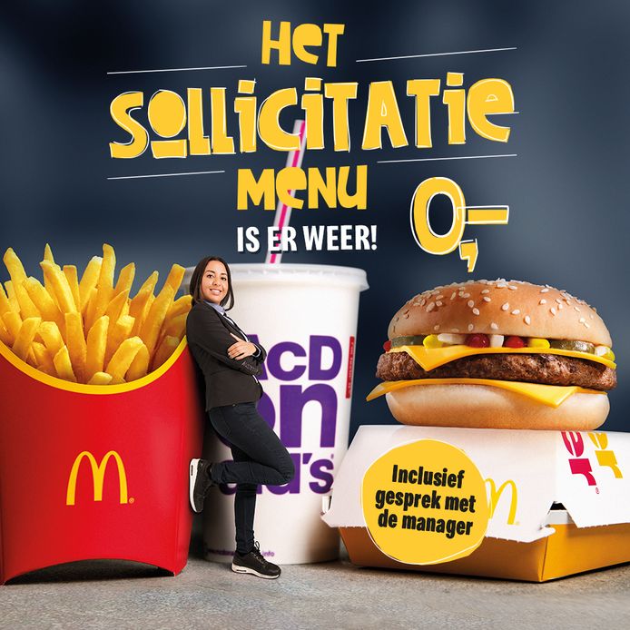 Hamburgermenu voor sollicitanten bij McDonald's Hardinxveld Rivierenland bndestem.nl