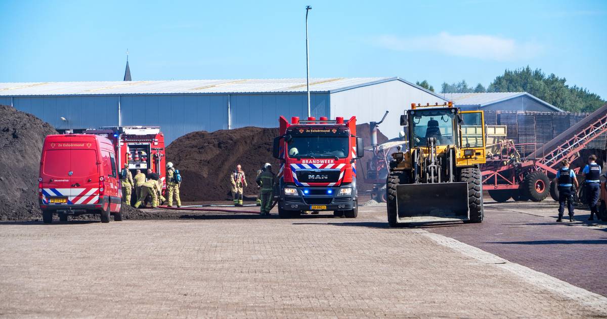 Transportband vat vlam bij bedrijf op de Kavelingen in Valthermond