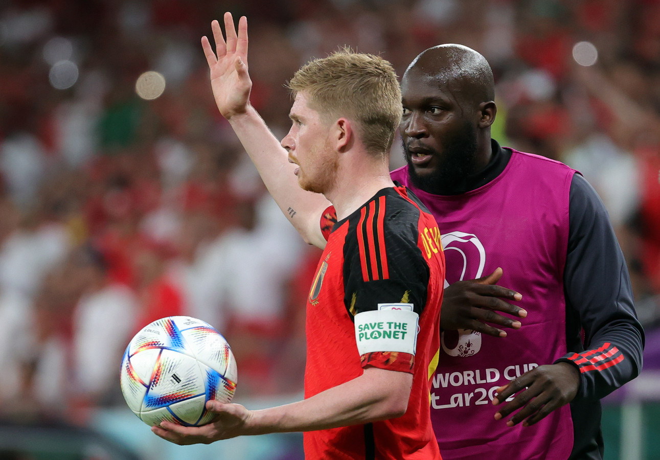 Lukaku avec De Bruyne, lors du match Belgique-Maroc.