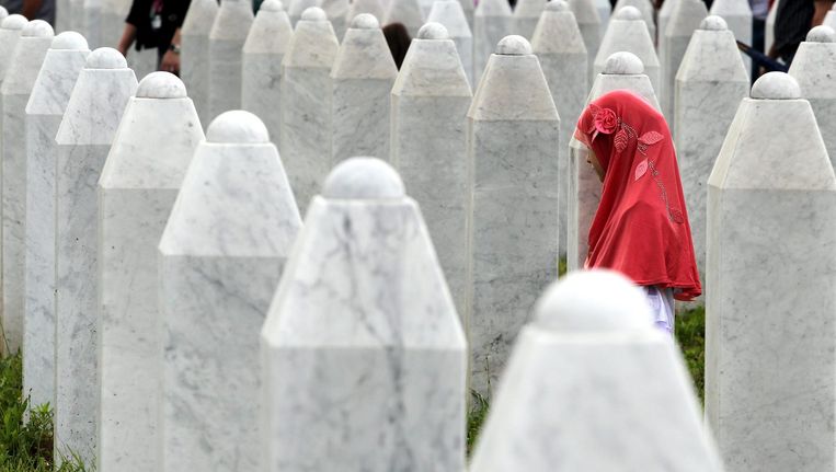 Gedenkstenen voor de val van Srebrenica. Beeld epa