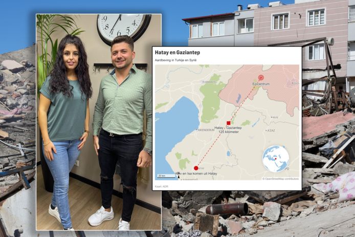 Beelden van de verwoestingen in Hatay in Turkije na de aardbeving. Inzet: Isa en Alev draaien hun kapsalon in Varsseveld. Zij komen allebei uit Hatay, de Turkse provincie die zwaar getroffen lijkt.