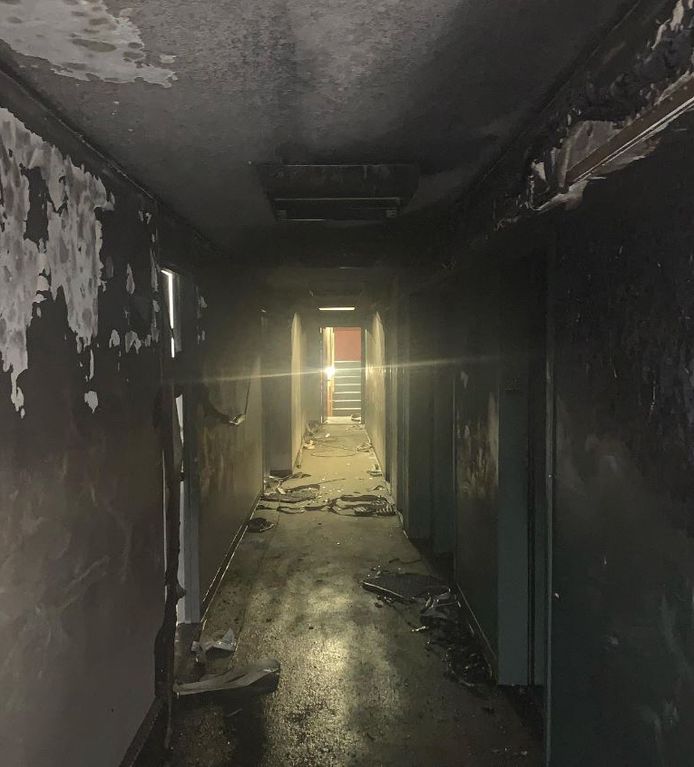 Brandschade in een appartementsgebouw in New York