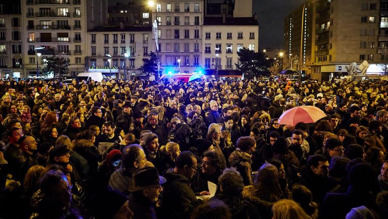 Herdenking in 2015 bij een Joods supermarkt in Parijs waar een gijzelnemer vier mensen doodde. Beeld anp