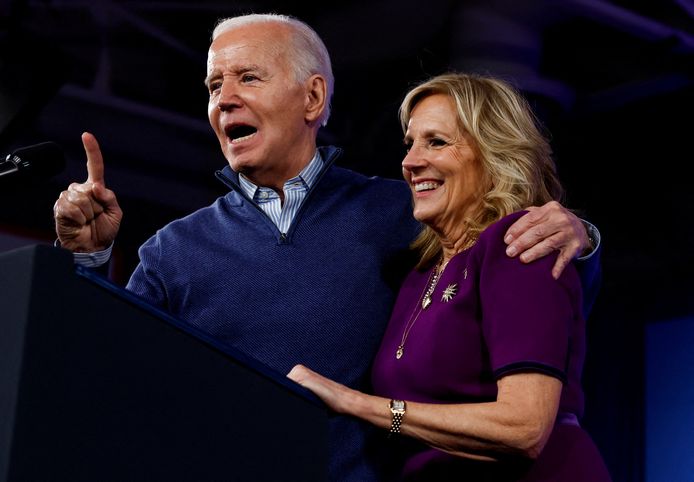 De Amerikaanse president Joe Biden met zijn vrouw Jill.
