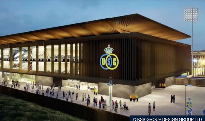 Een simulatie van het nieuwe stadion van Union aan de Bempt-site.