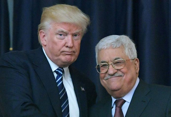 Donald Trump en Mahmoud Abbas, president van de Palestijnse Autoriteit.