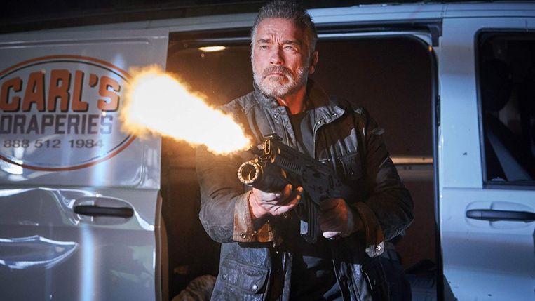 Arnold Schwarzenegger's verweerde T-800 speelt een bijrol in 'Terminator: Dark Fate'. Beeld Paramount / 20th Century Fox