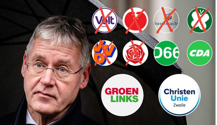 Arie Slob adviseerde na een eerste verkenning om ChristenUnie, GroenLinks, CDA en D66 in Zwolle te laten onderhandelen over het vormen van een coalitie.