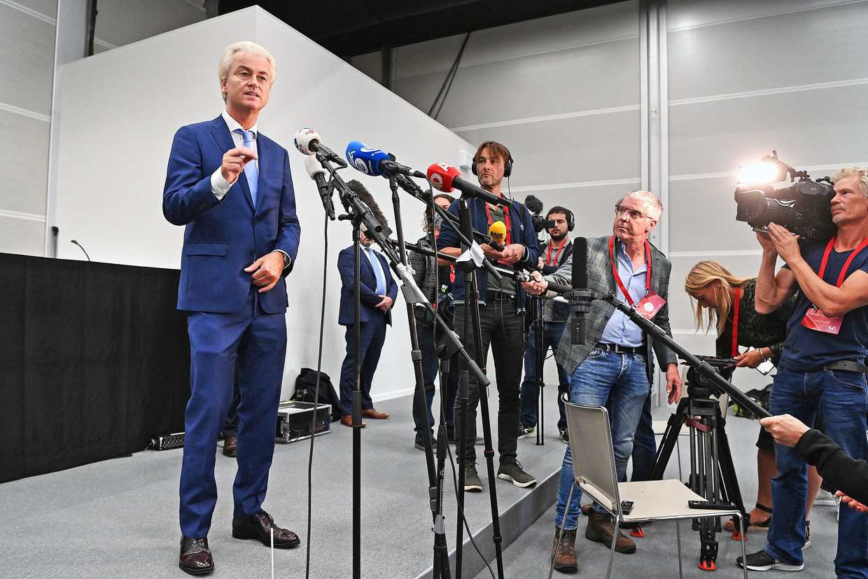 Geert Wilders geeft persconferentie na uitspraak. Beeld Guus Dubbelman / de Volkskrant