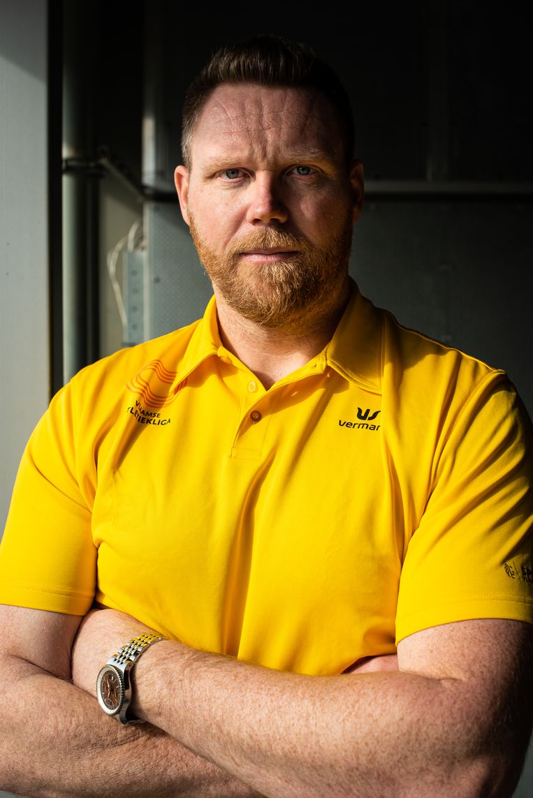 ‘Wij werpers zijn de ‘gentle giants’ van de atletiek. We doen geen vlieg kwaad, maar maak ons niet boos. Een boze werper wil je niet tegenkomen.’ Beeld Wouter Maeckelberghe