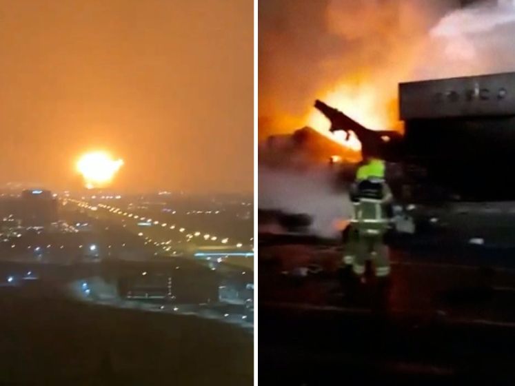 Enorme explosie op olietanker in haven Dubai