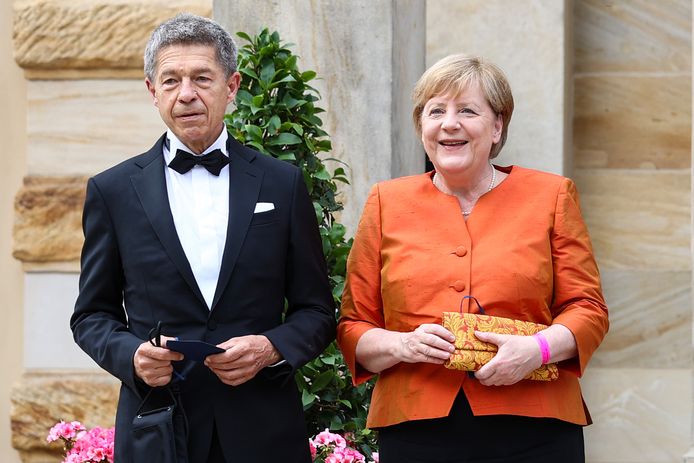 Angela Merkel met haar man Joachim Sauer.