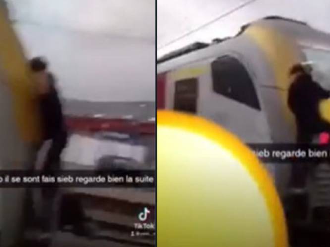 Treinsurfer riskeert z’n leven in Belgisch station