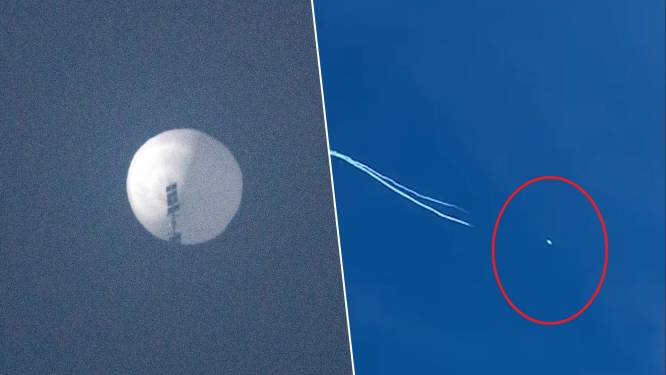 China dreigt met “gepaste tegenmaatregelen” na neerhalen ‘spionageballon’: beelden tonen hoe hij neerstort boven Atlantische Oceaan